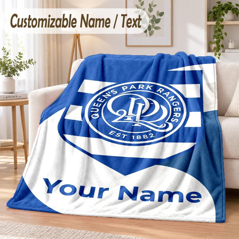 Custom Text Flannel Blanket Queens Park Rangers FC Print Warm Cozy Blanket Home Sofa Bedding