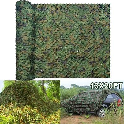 13x20 футов Зеленая камуфляжная сетка Армейский камуфляж Уличная солнцезащитная сетка Лесной кемпинг Охота Покрытие Тень Солнцезащитный навес для кемпинга