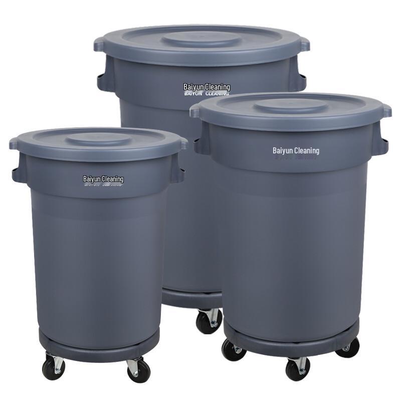 Baiyun Cleaning 80L Round Bin Four-Wheel Dolly