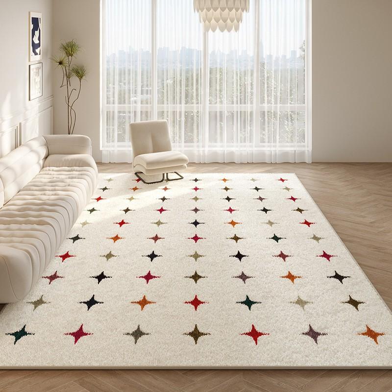 Soft Plush Area Rug With Colorful Polka Dots Geometric Non-Slip Absorbent Floor Mat Living Room Bedroom