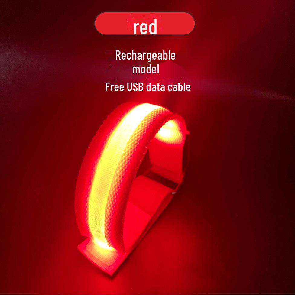 Светодиодная светоотражающая повязка на руку: Спортивный браслет с зарядкой через USB для бега в ночное время, езды на велосипеде, сигнальный фонарь с сетчатым дизайном.