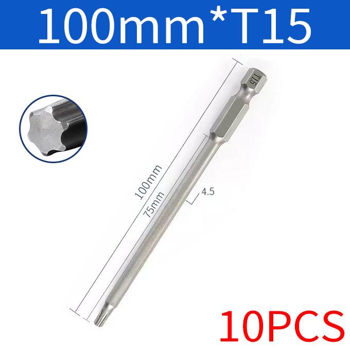 Набор из 8/10 шт. 1/4" 100 мм магнитных бит Torx для электрической отвертки, высококачественная отвертка Torx T8-T40