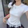 Летняя новая кружевная футболка в балетном стиле с коротким рукавом, новая корейская версия, внутренний слой, дизайнерский топ для женщин, оптом