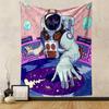 "Space DJ Astronaut Mixing Planets" Patterned tapestry home decor, suitable for bedroom and living room, gift