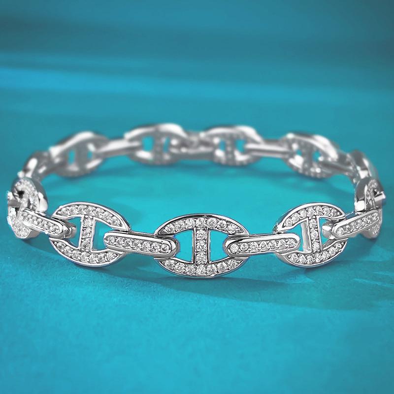 Xiancan 2024 Серебряный браслет с бриллиантами в форме пятачка S925 - Стильная мода Минъюань