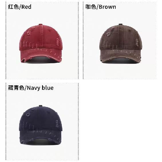 Unique design, washed denim baseball cap with frayed edges, distressed curved brim, suitable for couples, perfect for spring, summer, and autumn