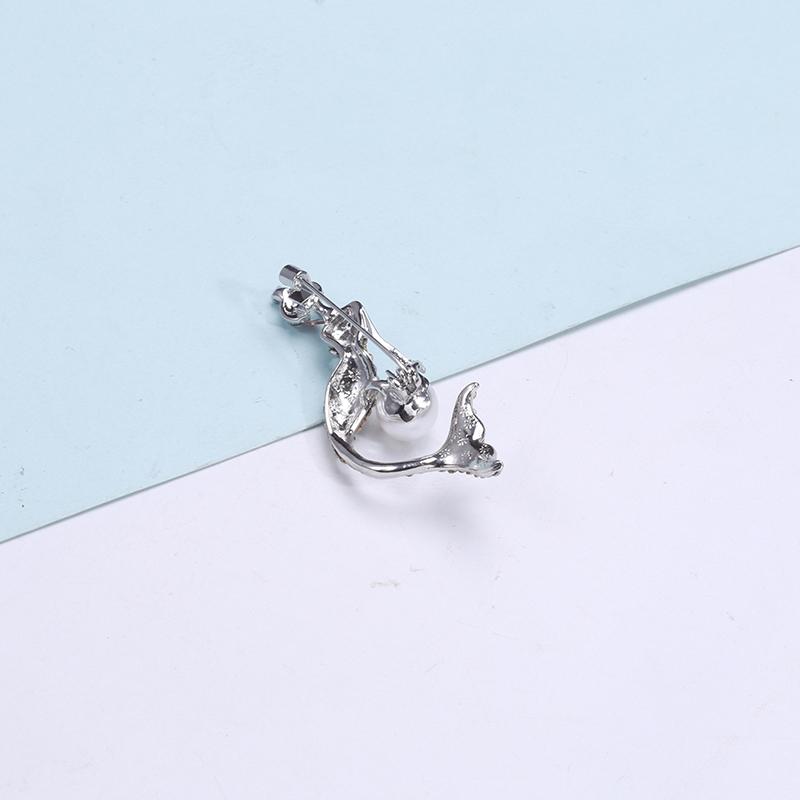 Blucome Rhinestone Cubic Mermaid Shape Brooches For Women Men Gold Color Wedding Birdal Special Design Brooch Pins