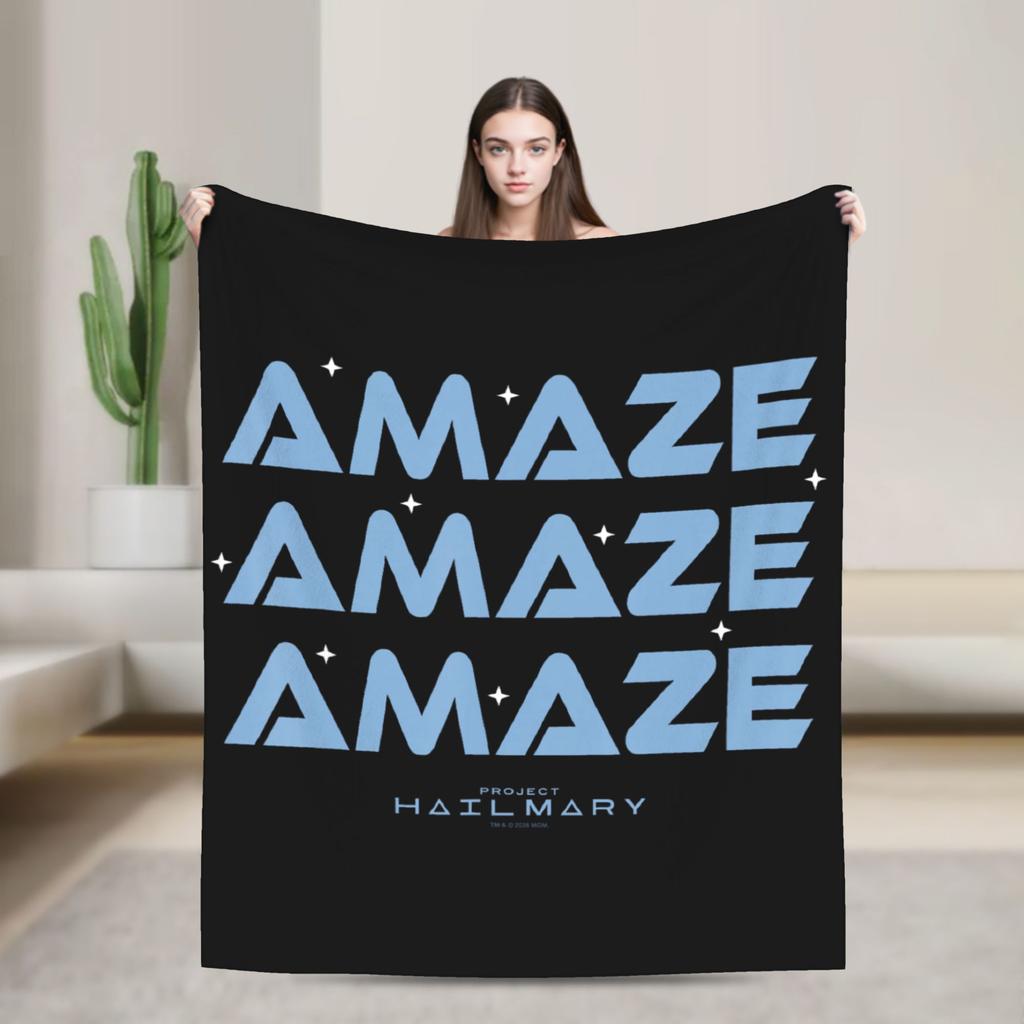 Project Hail Mary Amaze Eridani-Rocky Flannel Fashion Blanket Neon Portrai Funny Throw Fashion Blanket Sofa Bedding Lounge Super Soft