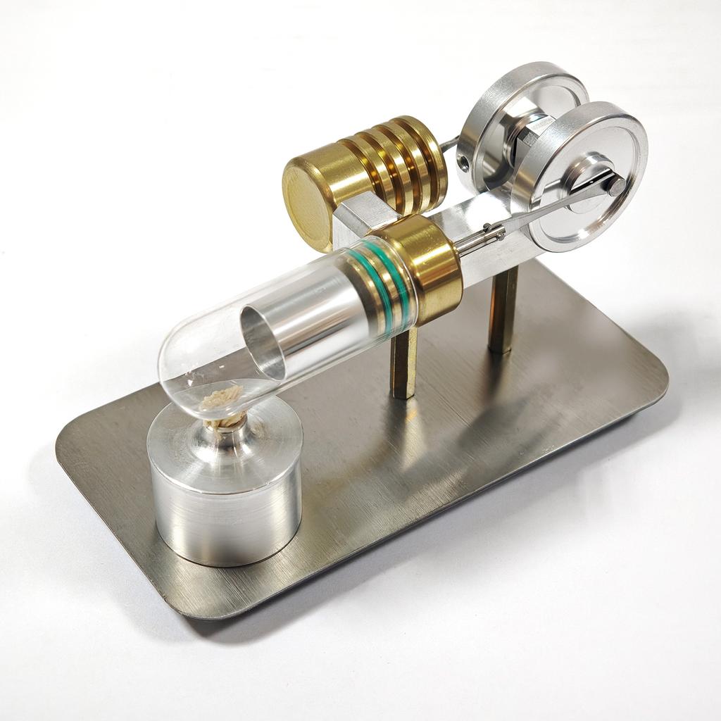 Metal Single Cylinder Stirling Engine Miniature Horizontal Engine Model Scientific Experiment Birthday Gift Engine Model