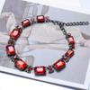 Fashion Popular Red Glass Exaggerated Necklace Jewelry Gift Accessories Women'S Collarbone Chain