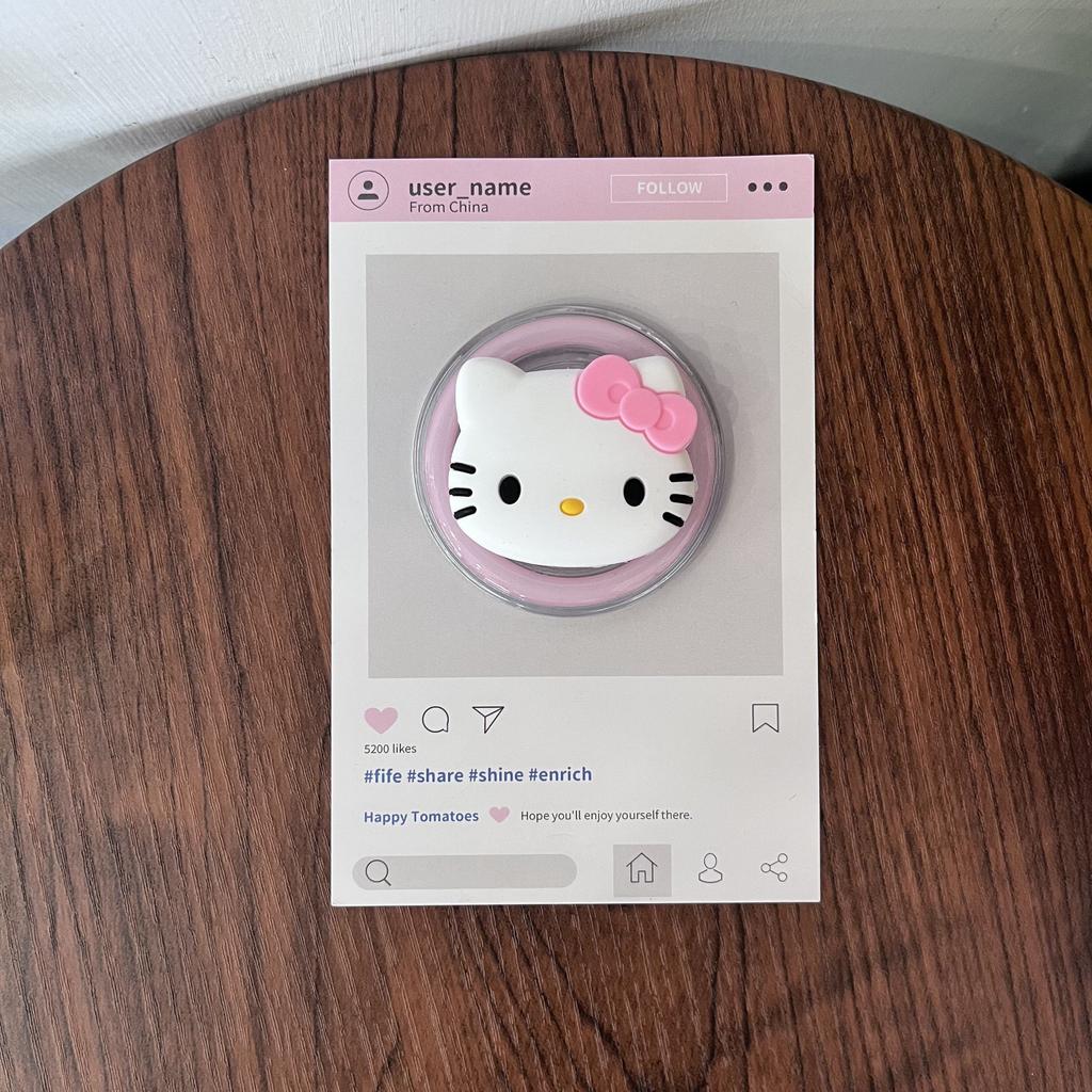 Cute 3D Hello Kitty For iPhone 18 17 16 Foldable Wireless Charging Case Holder For Magsafe Magnetic Phone Griptok Grip Tok Stand 5