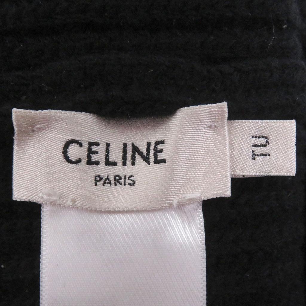 Excellent CELINE Knit cap Logo patch black wool mens 2A25R535Q Used
