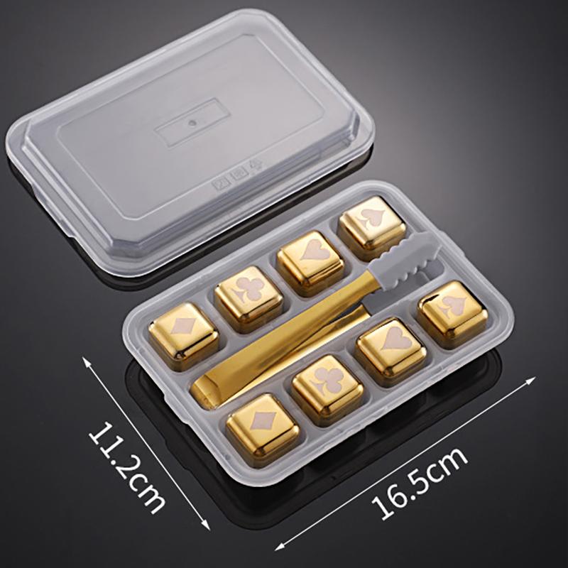 304 Stainless Steel Ice Cubes, Reusable Whiskey Stones, Dice Poker Pattern, Quick-Frozen Metal Ice Pellets, Beer Cooler Bar Tool