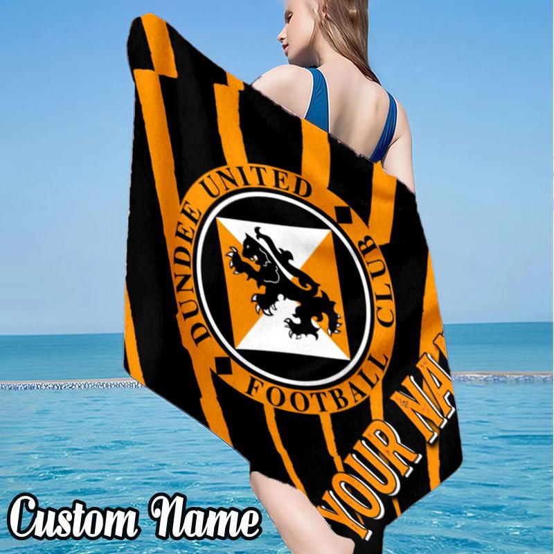 Custom Name Dundee Football Crest Design Beach Towel, Quick-Dry & Lightweight, Beach Blanket, Perfect for Beach, Pool, Yoga, Or Camping, Gifts