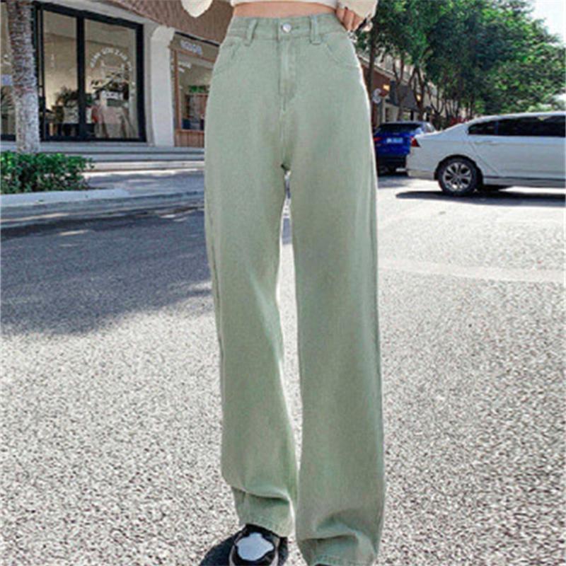Spring 2022 Womens Fashion High Waist Wide Leg Baggy Jeans Straight Long Denim Pants Casual Streetwear Mom Jeans Trousers for Women
