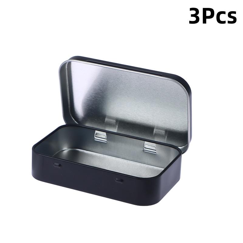 3 шт. Маленькая пустая металлическая жестяная банка для денег, монет, конфет, ключей, Органайзер, Набор для выживания, Жестяная банка, Серебристый, Черный, Золотой, Белый, Флип-крышка, Коробка для хранения украшений
