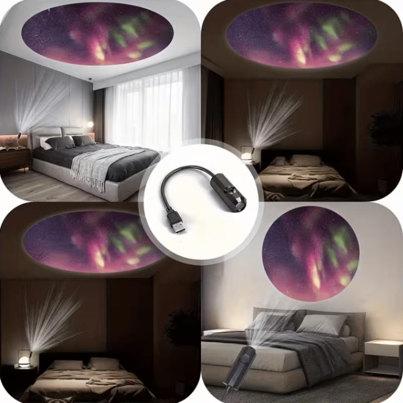 Room Ceiling Decor Galaxy Aurora USB Projection Light 16 Color Remote Control Adjustable Night Light Bedroom Ambience Lamp