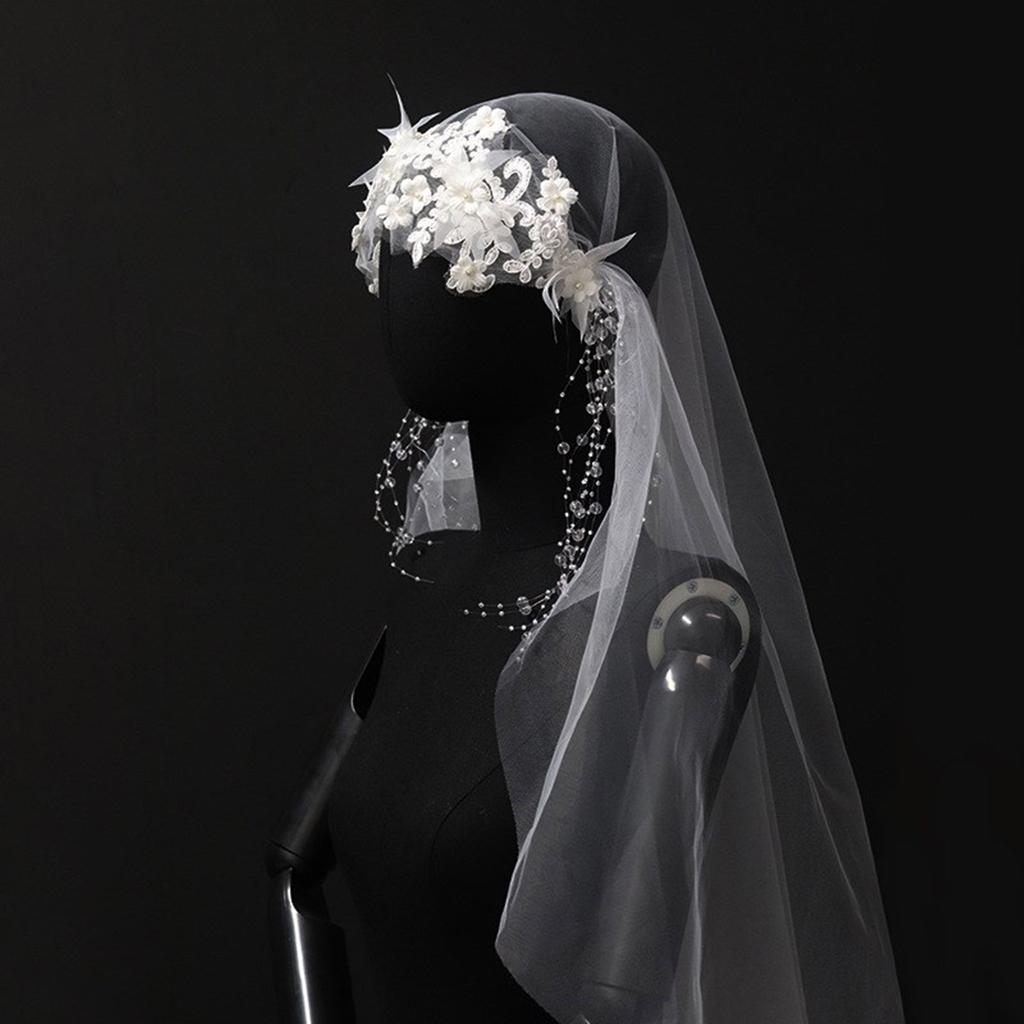 Фата с цветочными нашивками и жемчужными бусинами, нежная карнавальная фата для невесты на свадьбу, празднование, вечеринка