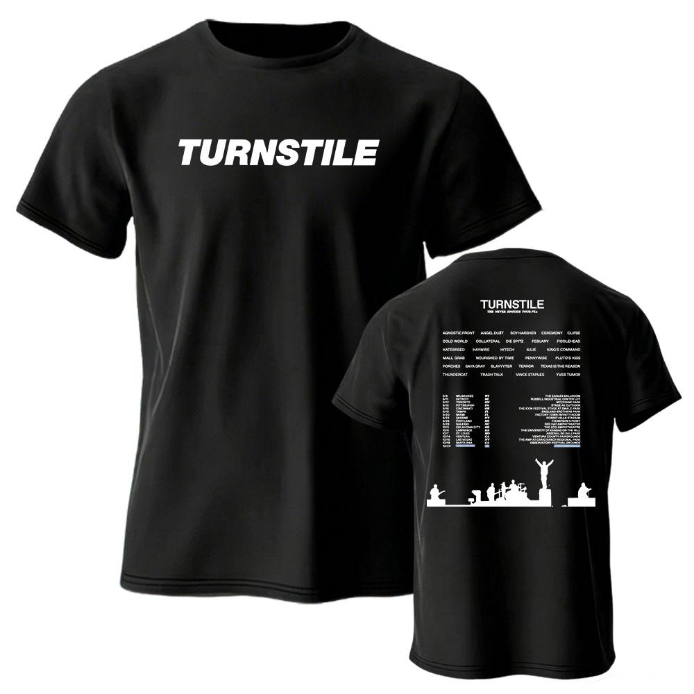 TURNSTILE 'Never Enough Tour Pt. 2' Tour Tees Short Sleeve Soft Cotton Unisex Streetwear Design Graphic Print Merch O-neck Top