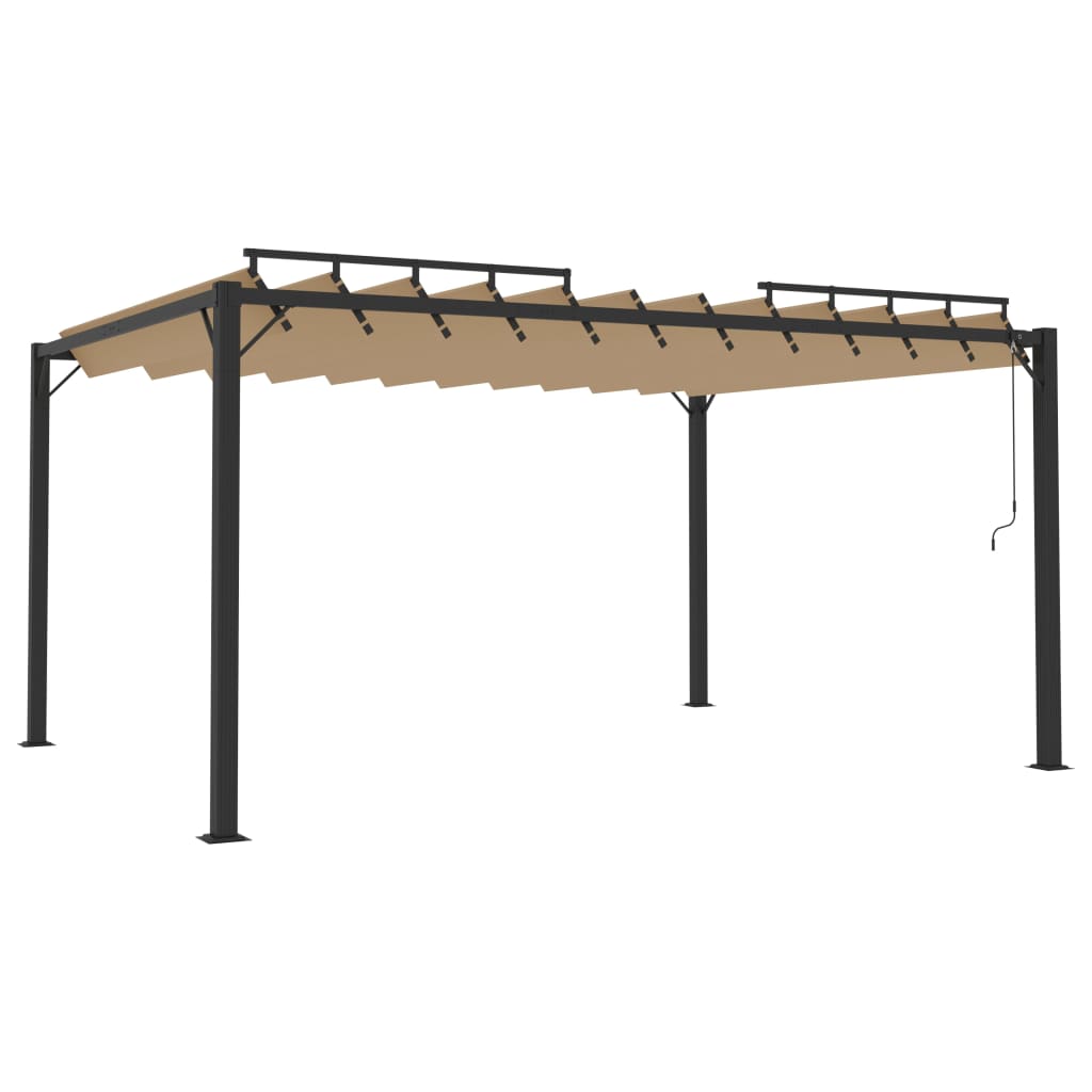 Pergola with Adjustable Louvered Roof 3 x 4 m Taupe Fabric and Aluminum