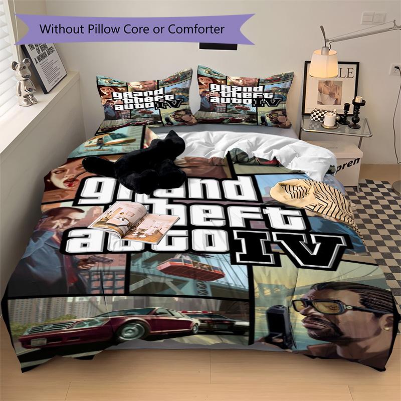 Gta Iv Bedding 3 Piece Set Hd Print Duvet Cover Pillowcases For Teens Adult Bedroom Decoration Christmas Gift C9211714
