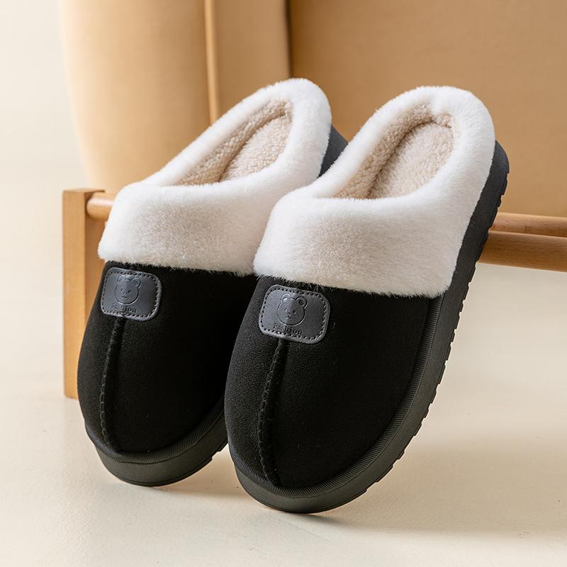 Autumn and Winter Warm Cotton Slippers for Women, Suitable for Indoor and Home Use, with Anti Slip and Anti Odor Properties, Warmth Plush Cotton Shoes