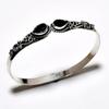Браслет-манжета ручной работы с черной шпинелью и драгоценным камнем 925 пробы с серебряным покрытием