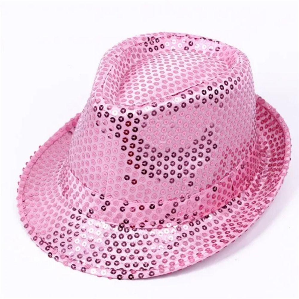 Brilliant Sequins Fedora Hat Sequin Glitter Jazz Hat Role Play Prop Dance Jazz Cap Birthday