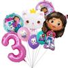 Gabby Dollhouse Cats Balloon Birthday Party Decorations green pink Cat Tableware Tablecloth Napkin Plate Cups Sticker Party Supp