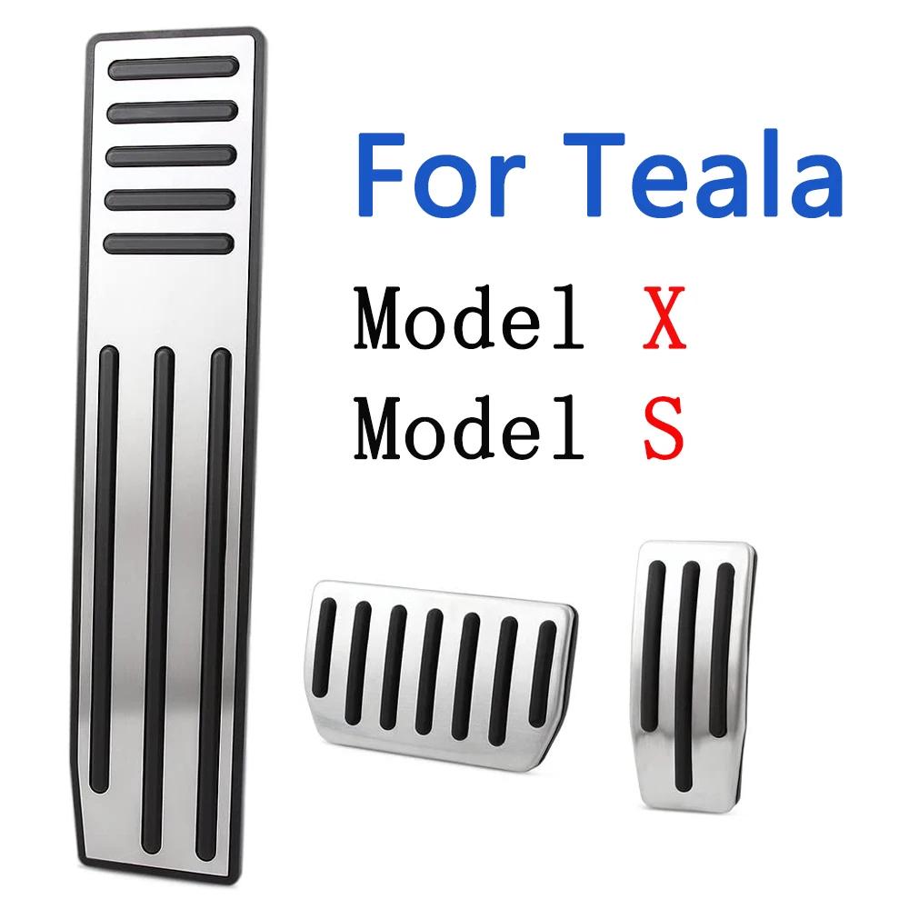 For Tesla Model X Model S Accessories Aluminum alloy Foot Pedal Accelerator Gas Fuel Brake Pedal Rest Pedal Cover Car Styling