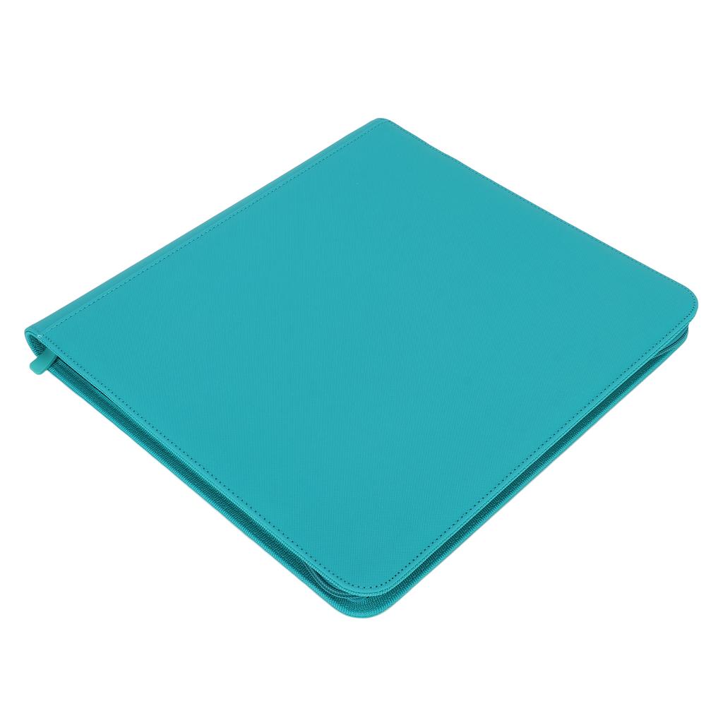 Папка-регистратор на 12 карточек, кожа PU, 480, боковая загрузка, карман, на молнии, синяя