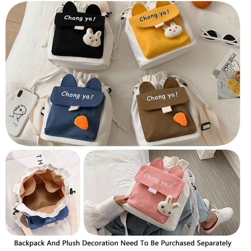 Стильная холщовая сумка через плечо с милыми значками в виде кролика и морковки, доступная в нескольких цветах