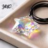 Faux Crystal Sun Catcher Decor Love Heart Suncatcher, Star Shape Hanging Decoration, Decorative Glass Prisms Rhombus Rainbow Maker Prism Ornament for