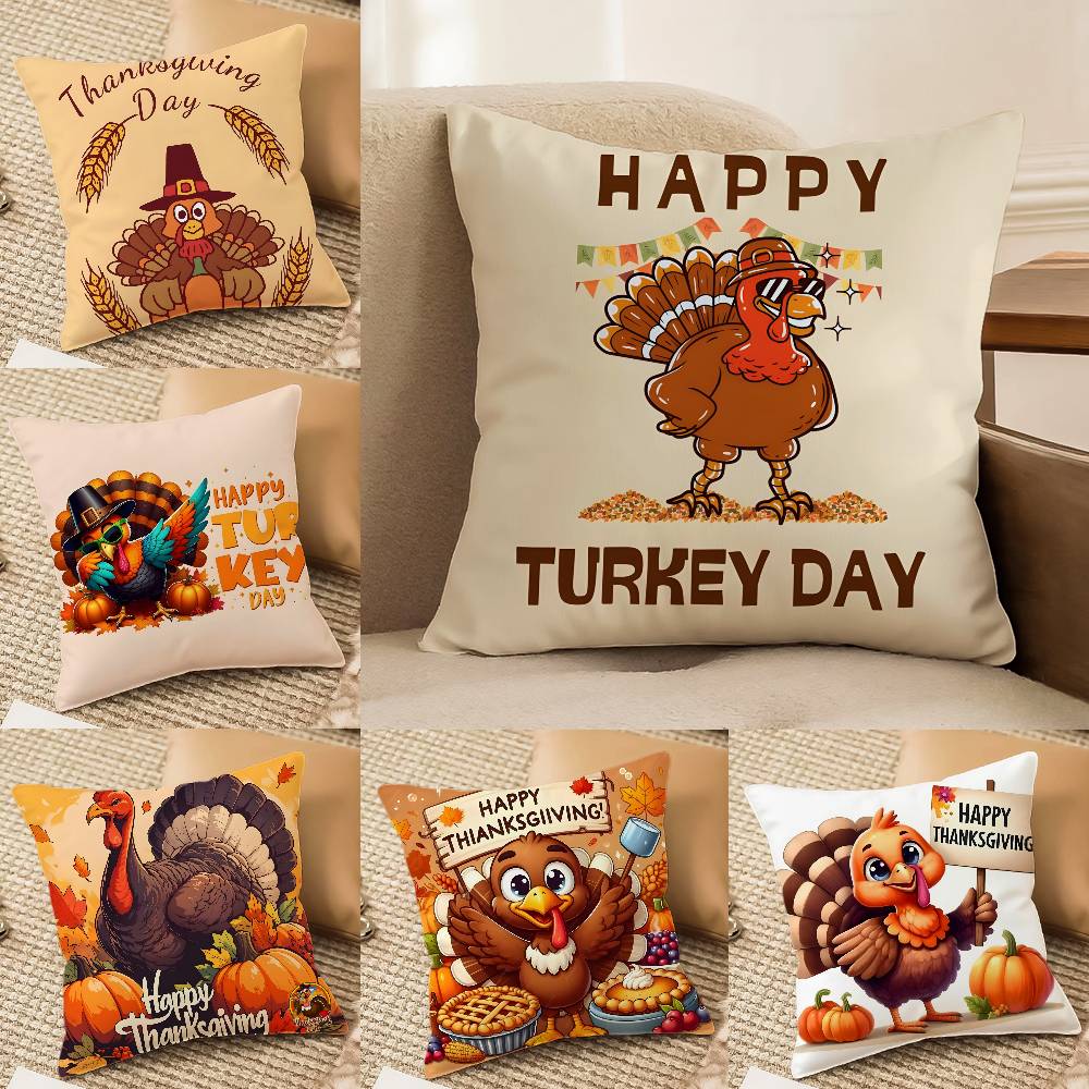 Милый индюк Празднуйте День благодарения Наволочка Принт Матовый флис Подушка На ощупь как кожа ребенка Экологичный Сублимационная печать