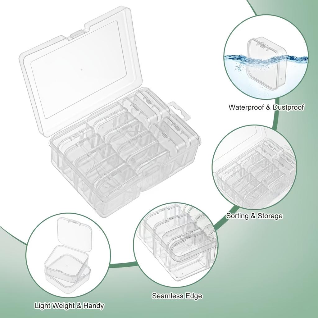 5sets (30 Small Inner Boxes +1 Large Outer Box=1 set) Bead Storage Nano Bead Accessory Storage Box Diamond Bead Transparent