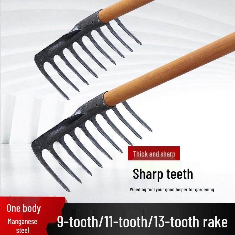 9-Tooth Manganese Steel Garden Rake