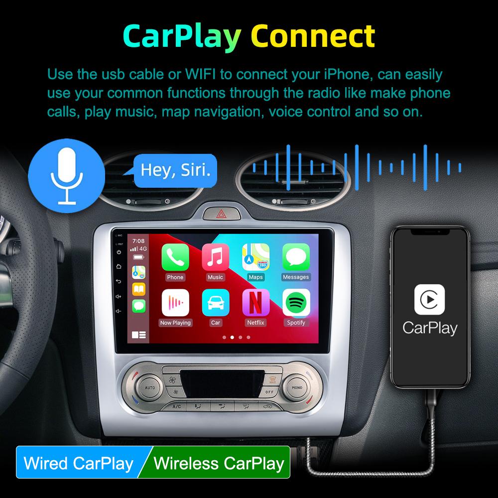 REAKOSOUND Caradio Радио Беспроводной CarPlay Android Auto Для Ford Focus 2 2004 ~ 2011 4-ядерный мультимедийный GPS BT Монитор 2din Авторадио