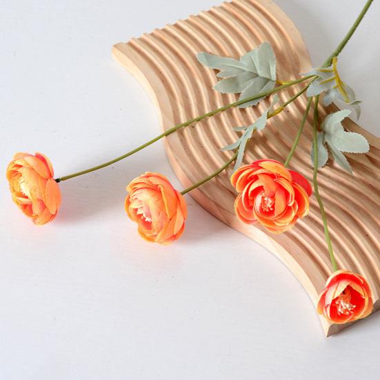 Artificial Lulian Flower Faux Silk Ranunculus Flower with Stem 4 Heads Fake Ranunculus Arrangement for Home Wedding Decoration Table Centerpiece