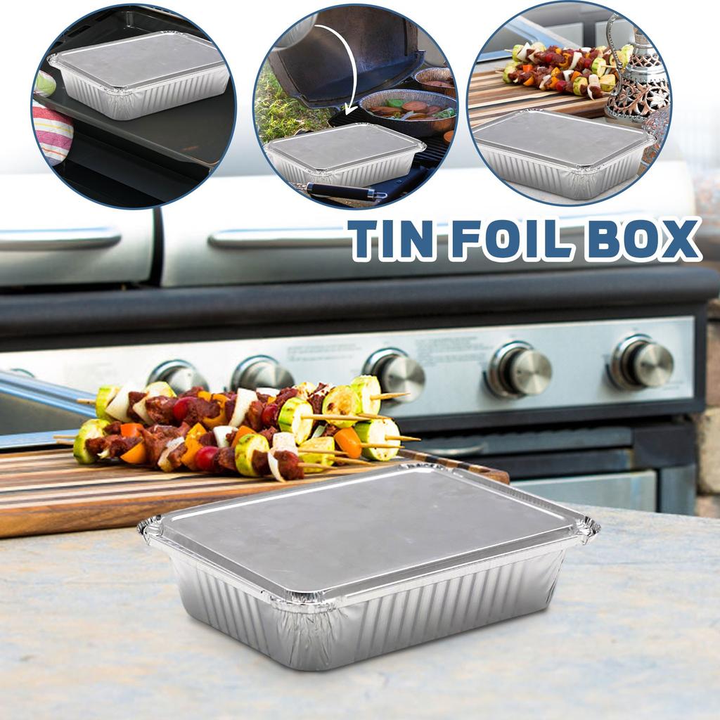 10pc Rectangular Tin Foil Bowl And Plate Tin Foil Aluminum Foil Insulation Lunch Box