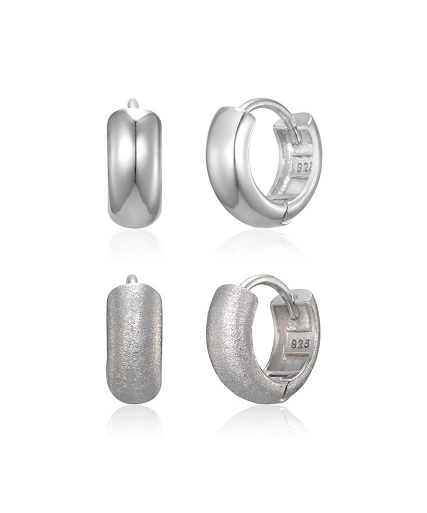Акарки Серьги-кольца из серебра 925 пробы и стали с застежкой one-touch / 2 вида