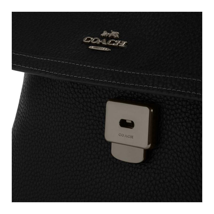 Coach Этта 29 Кожаная сумка-тоут с логотипом на плечо Большая женская сумка Черная CCE56-QBBK