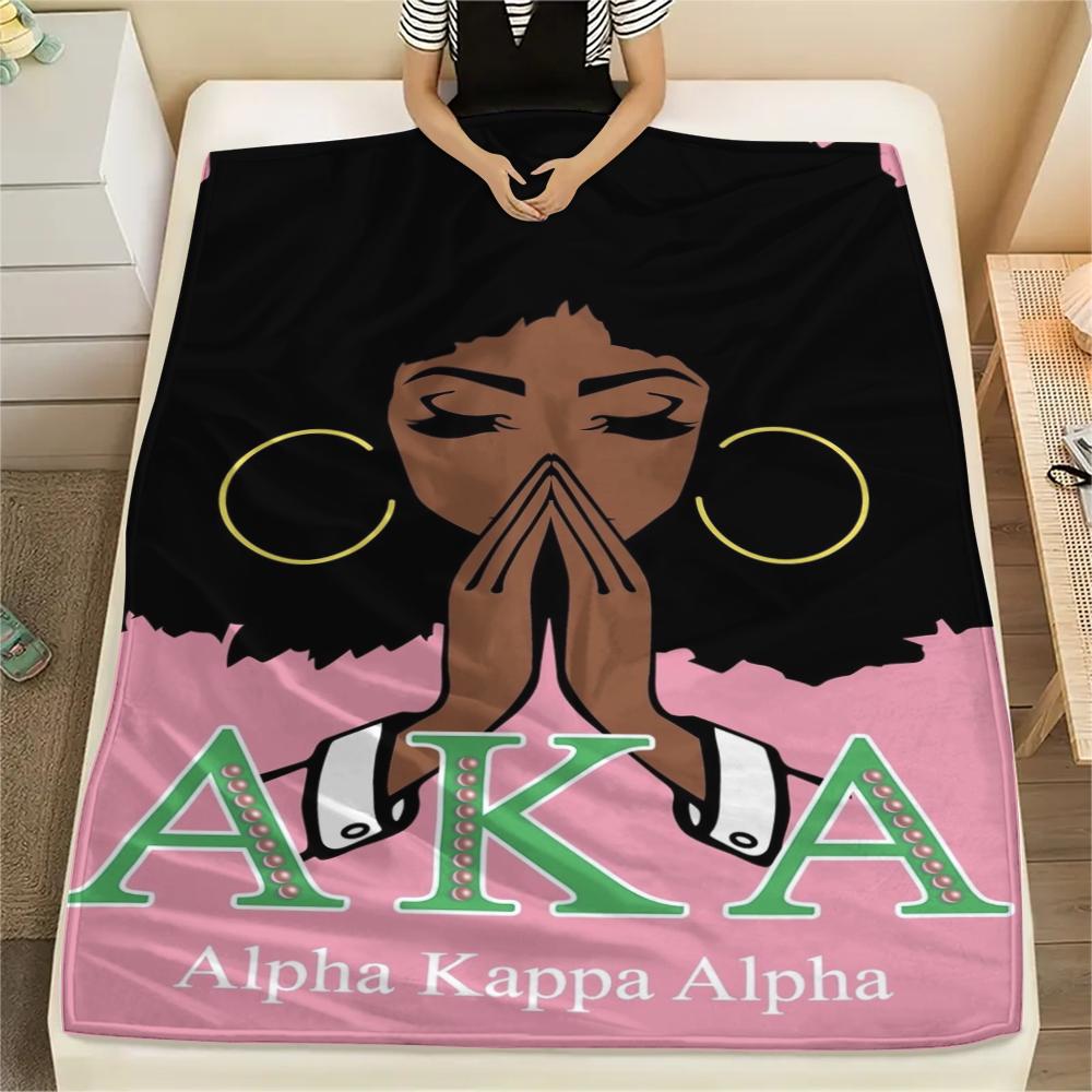 1PC AKA Sorority Print Flannel Blanket, High quality Comfortable for All Seasons, Home Decor, Warmth and Comfort, Perfect for Christmas Gifts