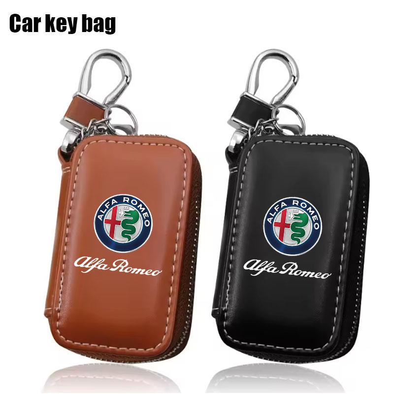 Car Key Wallet Housekeeper Key Case Mini Card Bag For Alfa Romeo STELVIO Giulia 159 Giulietta 147 Mito 156 MTO Car AccessoriesAZ9