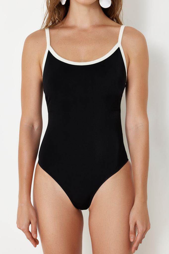 Women's Style Swimsuit Black U-neck Regular Swimsuit