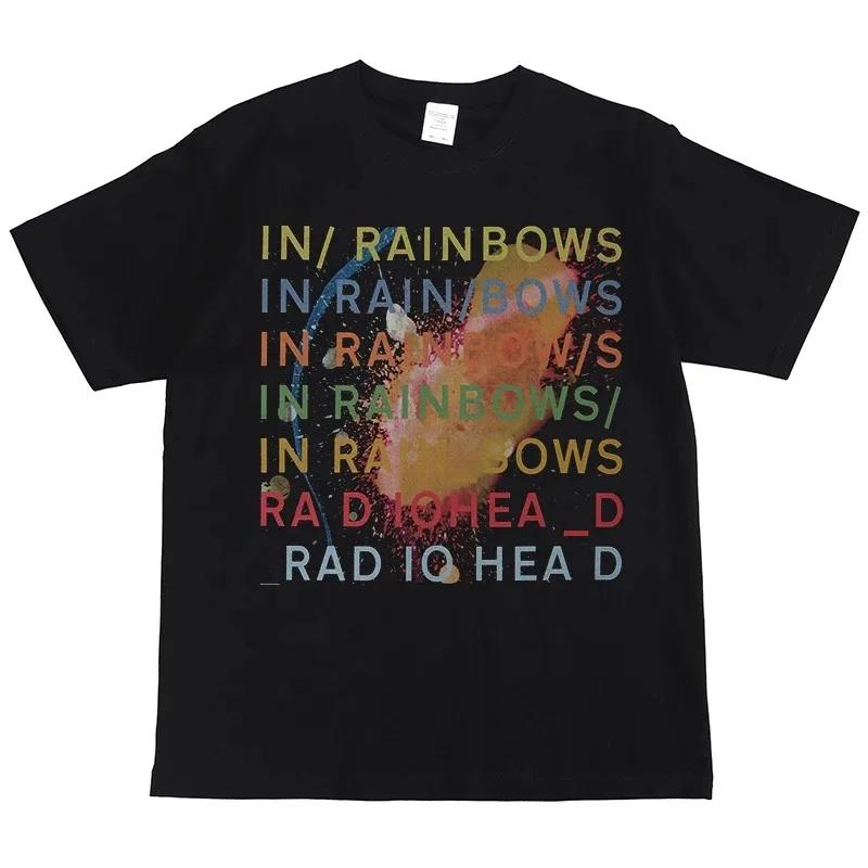 Новое поступление Футболка с принтом Radiohead Американский уличный Хип-хоп Винтажная Черная с коротким рукавом Унисекс Женская Мужская Уличная одежда Топ