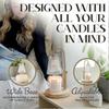 Adjustable Dimmable Electric Candle Warmer Lamp for 8 oz Jar Candles, Modern Design, White Finish, Compatible with All Wax TypesZZ57 S06