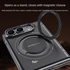 For IPhone Duo Fold Case Luxury PU Leather Magnetic 360°rotate Stand Protective Back Cover for Wireless Charging Phone Shell