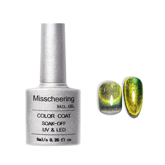 Yousheng 1 флакон 8 мл Лак для ногтей Глиттер Сияющий Меняющий цвет Быстросохнущий Долговечный эффект DIY Не раздражающий Магнитный гель для кошачьего глаза Soak Off УФ-гель