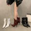 Patent Leather High Heel Women Ankle Boots Pointed Toe Autumn Winter Ladies Elegant Mordern Short Booties 2025