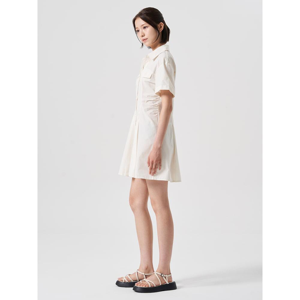 8SECONDS Shirred Shirt Mini Dress Ivory (324771Lye0)